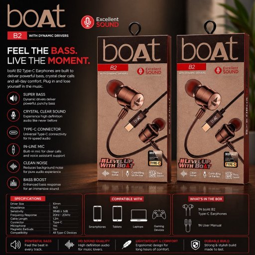 Boat B2 Metal Megnetic Type c Earphone