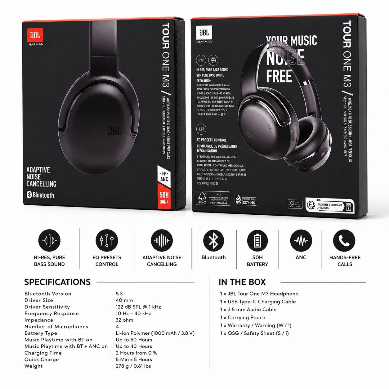 JBL Tour One M3 Wireless Bluetooth Big Headphones