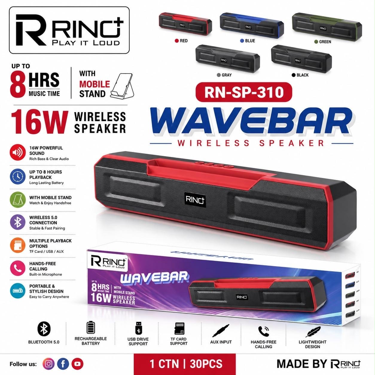RINO Plus WAVEBAR Wireless Bluetooth Speaker