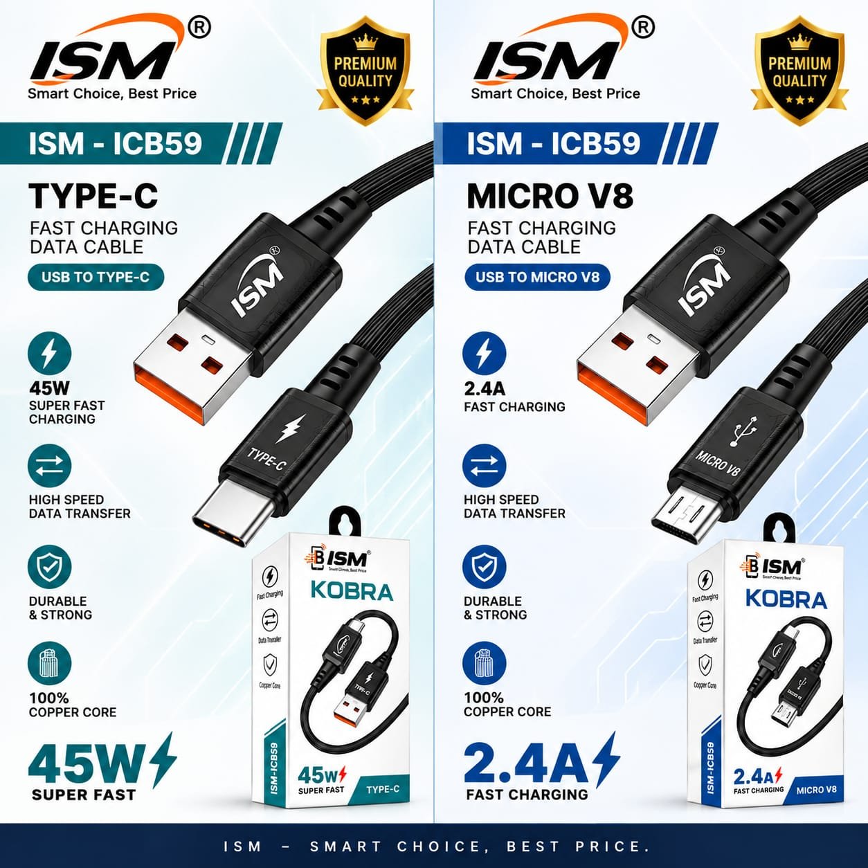 ISM KOBRA CB59 45W Type c Data Cable 1 Year WarrantyWarranty