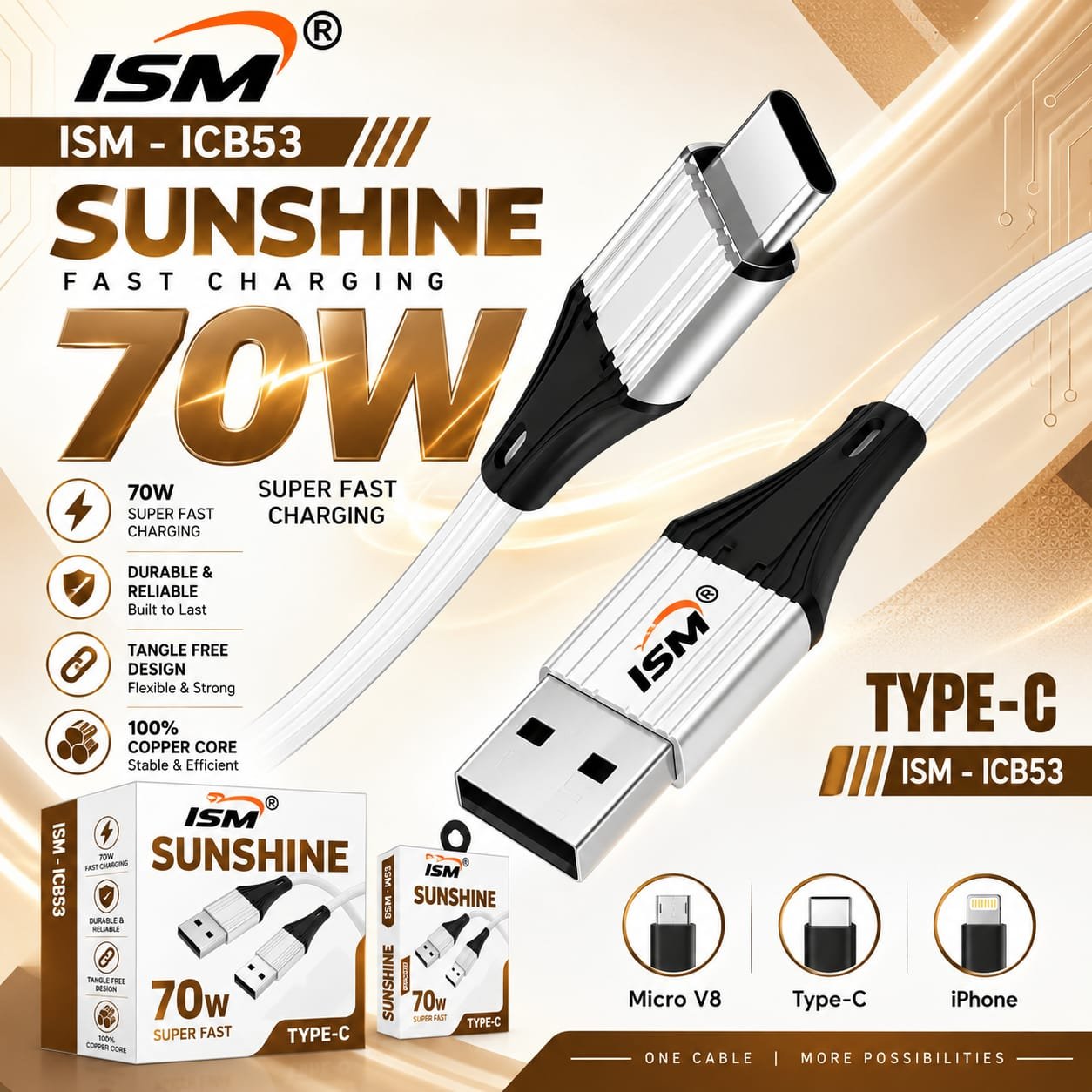 ISM CB53 iPhone (45W) Data Cable 1 Year Warranty