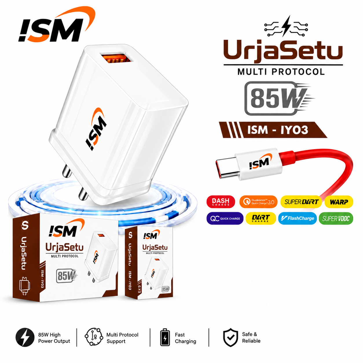 ISM IY03 UrjaSetu 85W USB To Type c Chager 1Y Warranty