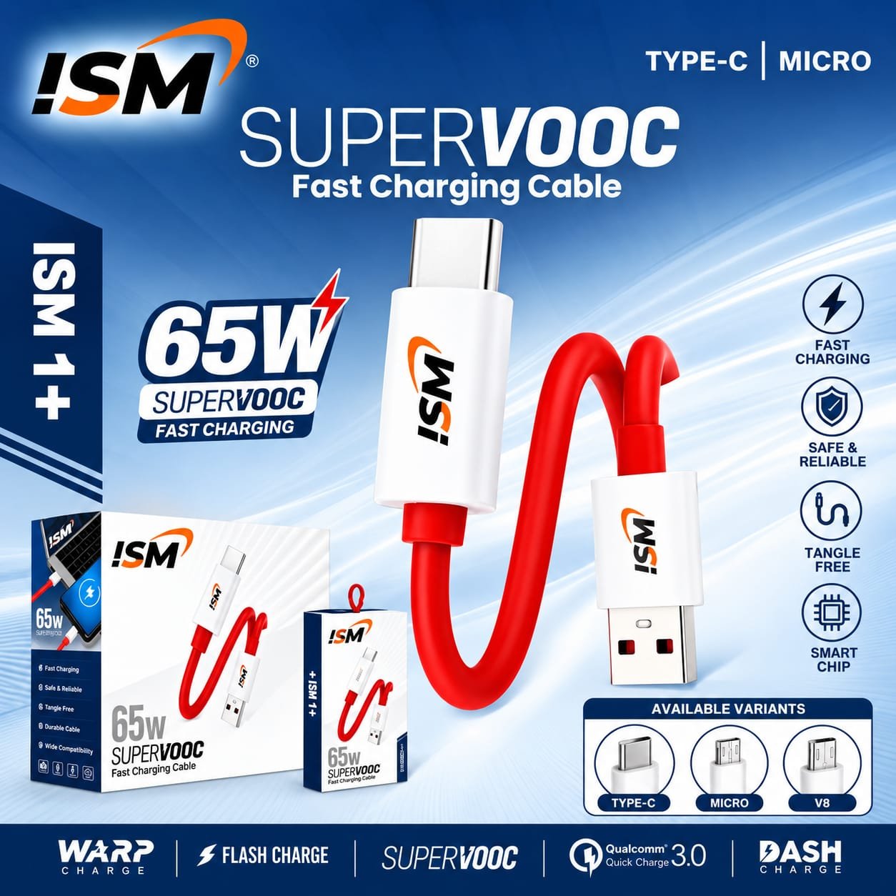 ISM 1Plus 65W V8 Dash Data Cable 1Y Warranty