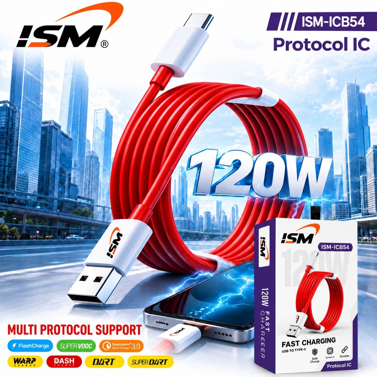 ISM ICB54 120W Type c Data Cable ( 1 year warranty)