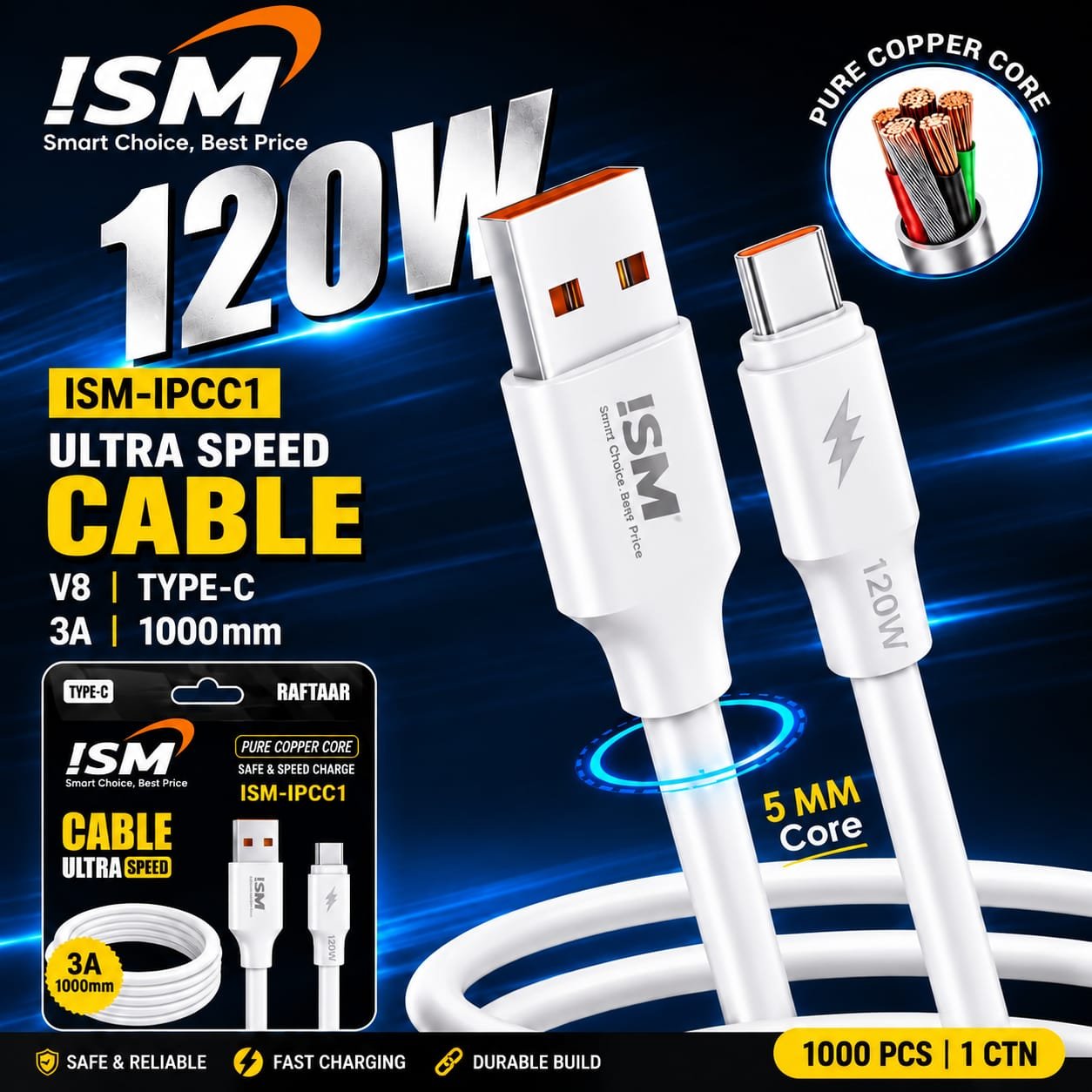 ISM PCC1 Micro V8 120W Data Cable