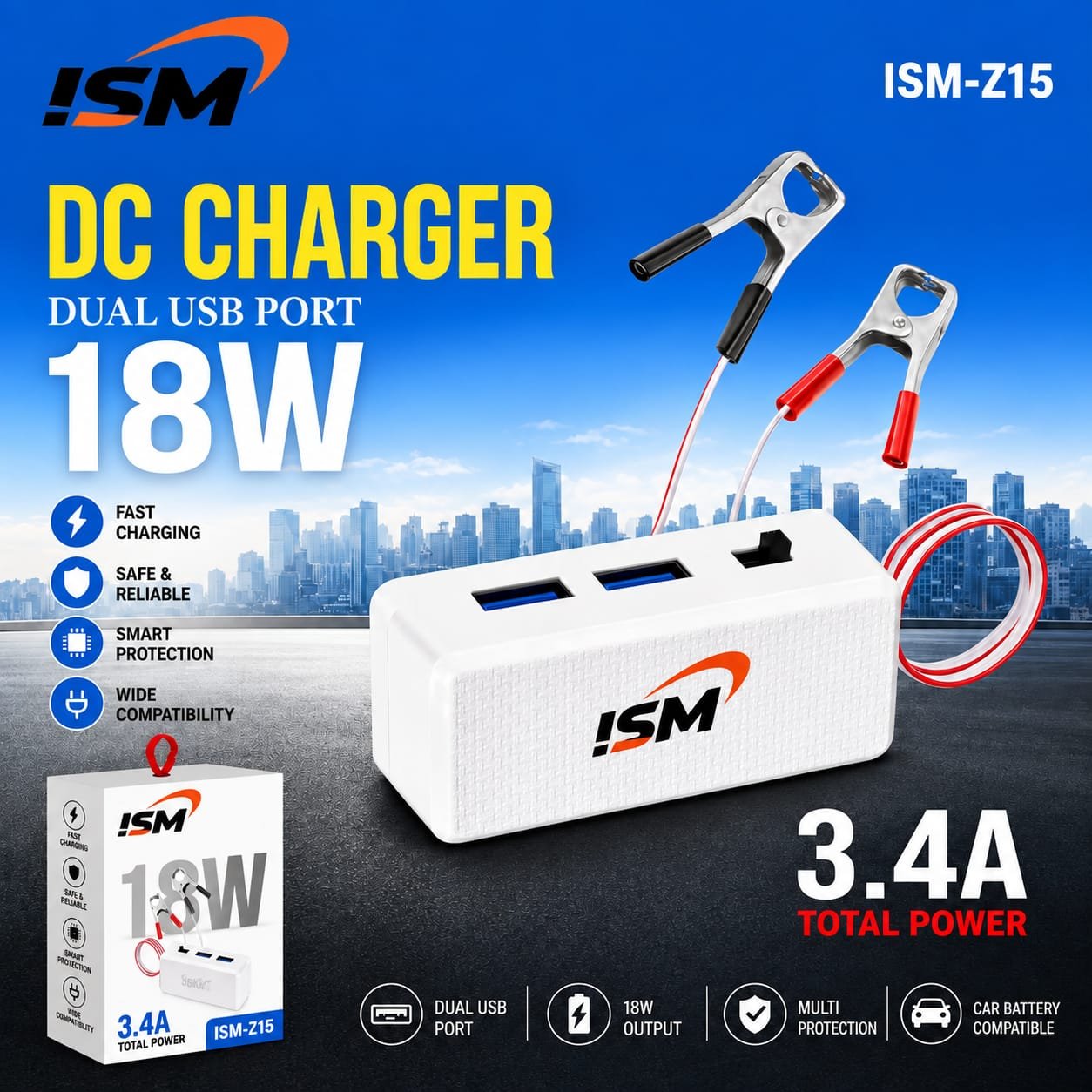ISM Z15 DC 18W V8 DC Mobile Charger 1Y