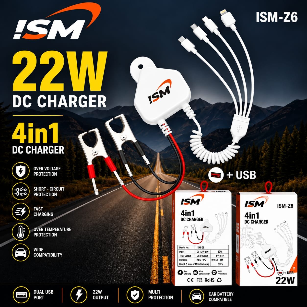 ISM  Z6 22W DC Mobile Charger 1Y