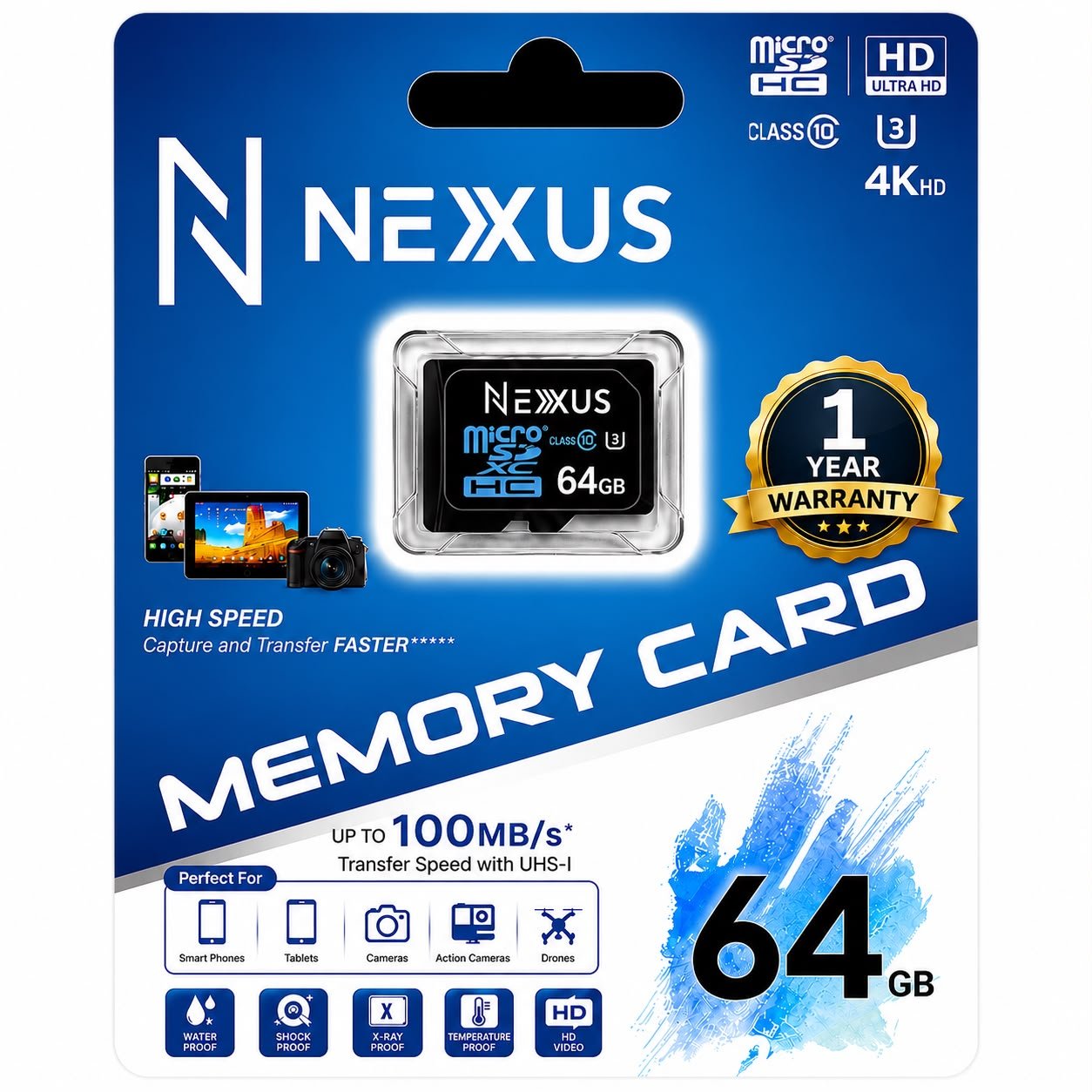 Nexus 64Gb Memory Card 1 Year Warranty