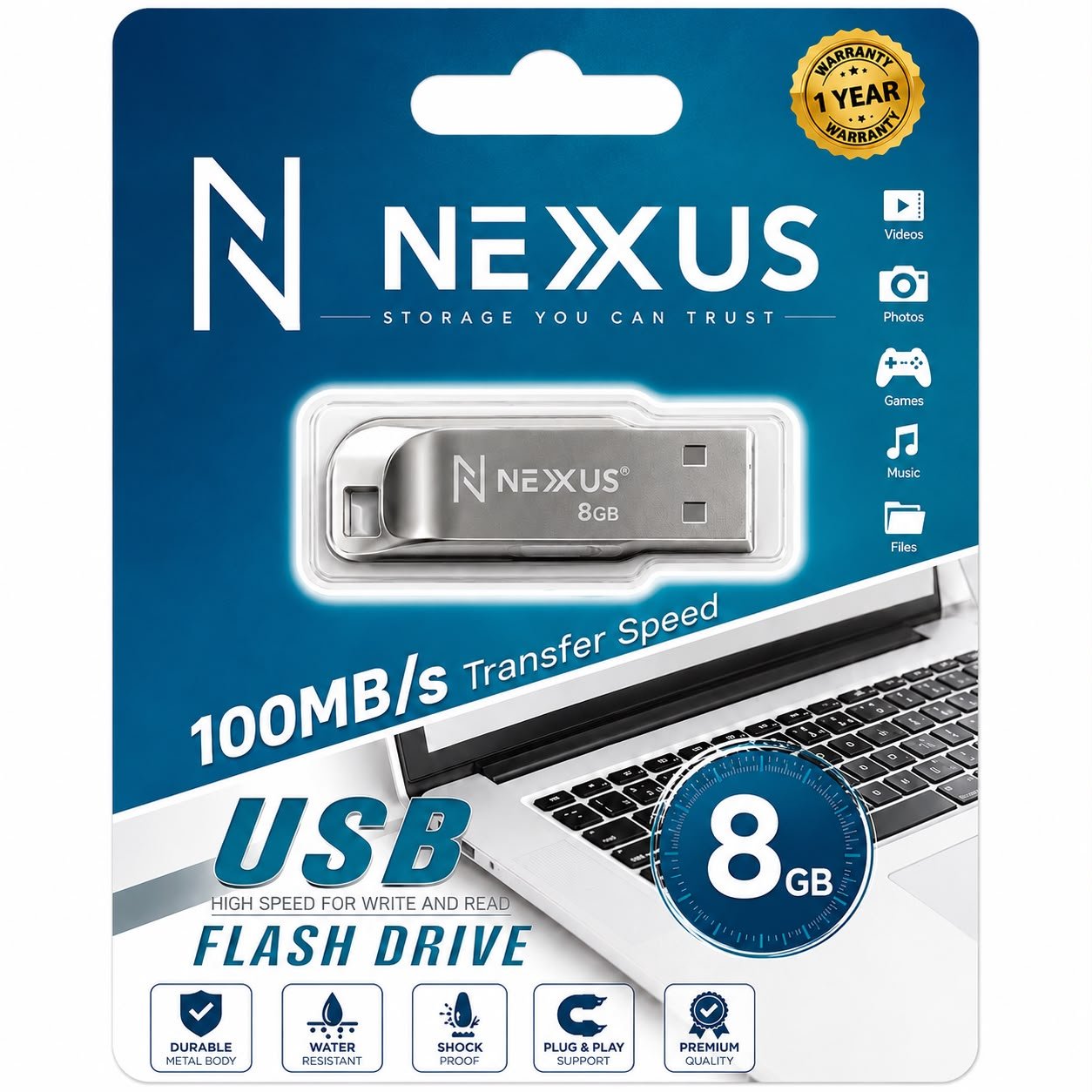 Nexus 8Gb Metal Pendrive 1 Year Warranty