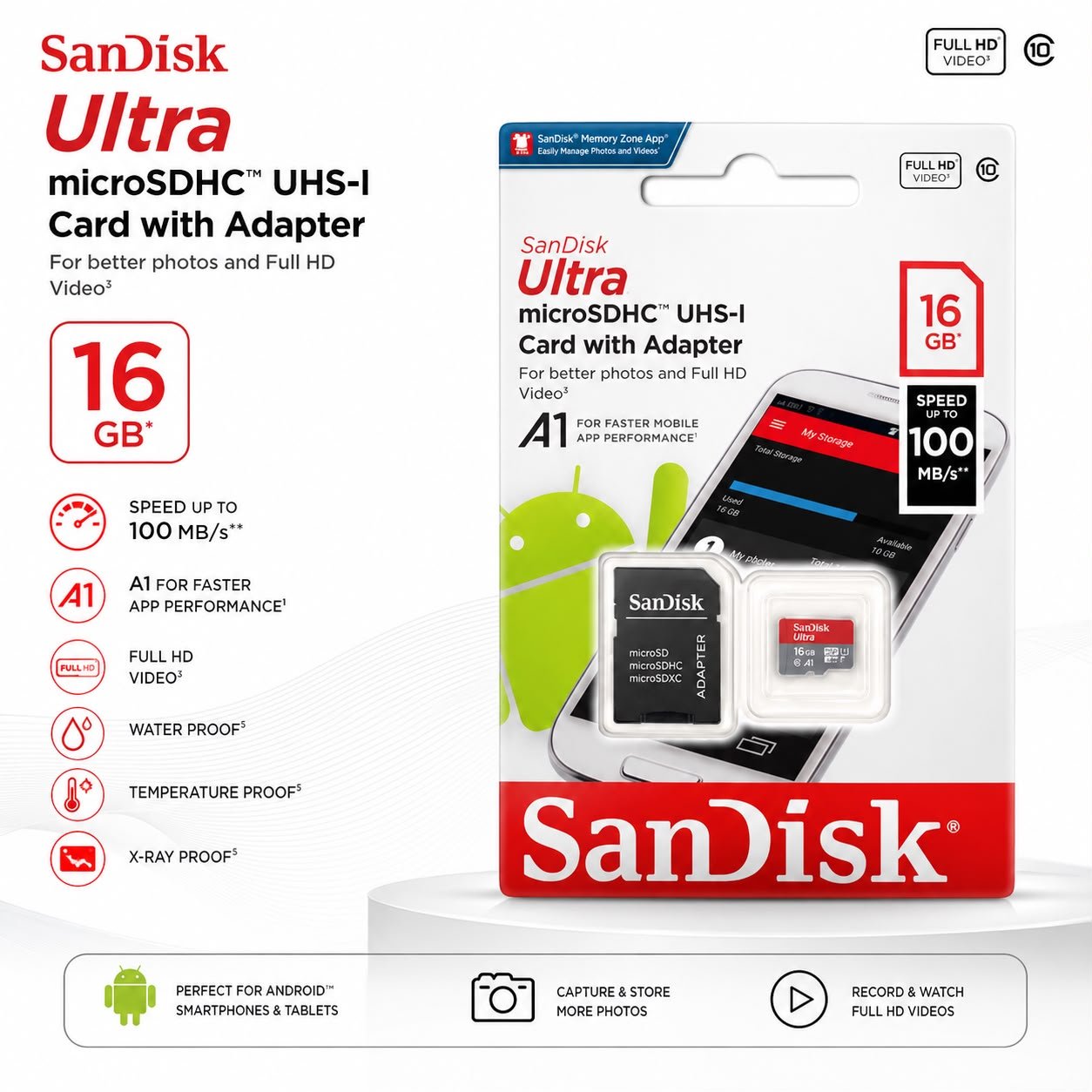 SanDisk Ultra 16Gb Memory Card 1 Y Warranty