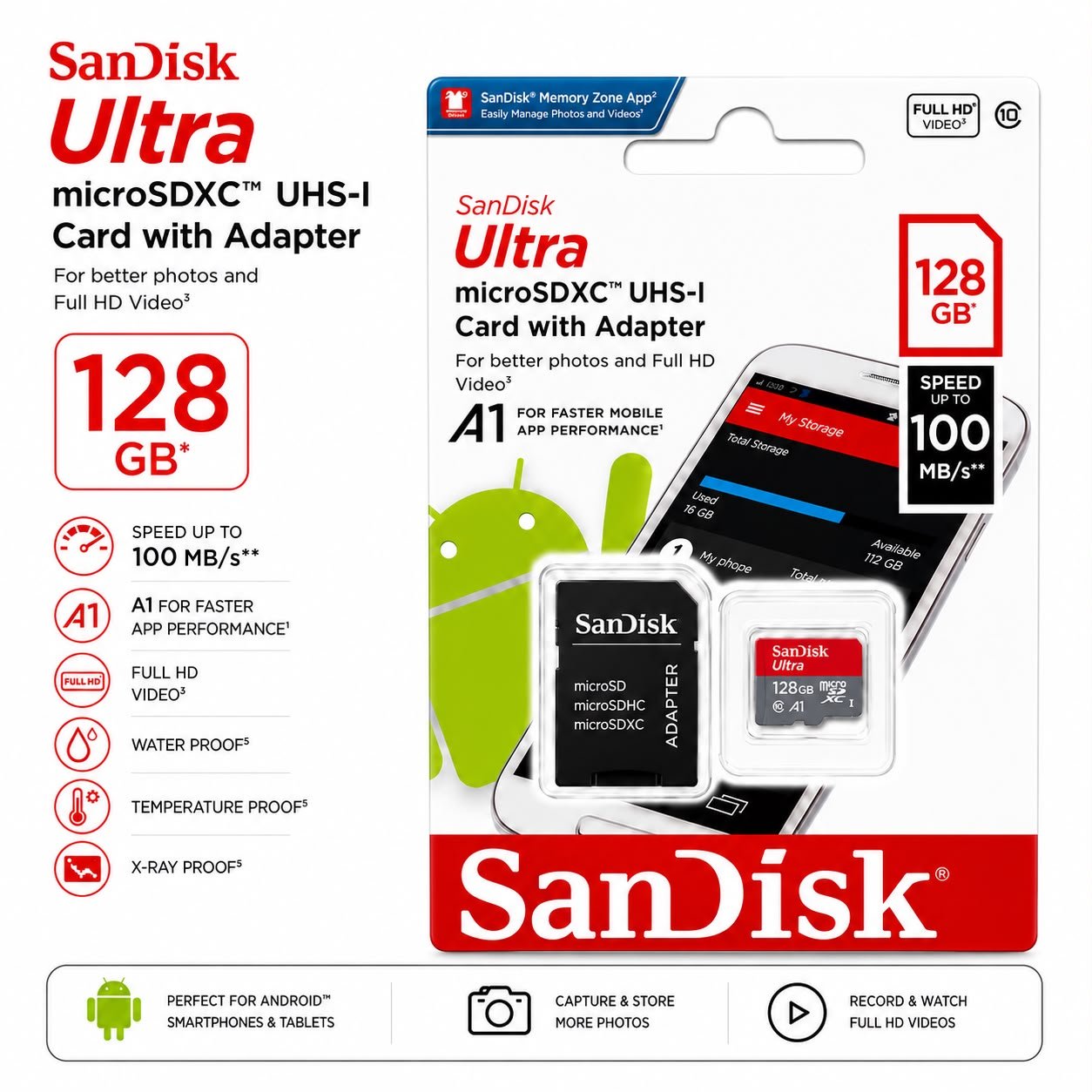 SanDisk Ultra 128b Memory Card 1 Y Warranty