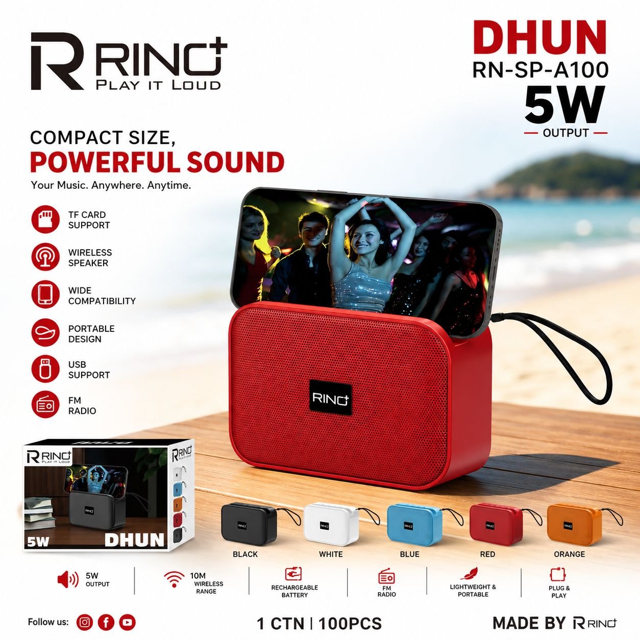 Rino SP- A100 Dhun Wireless Bluetooth Speaker