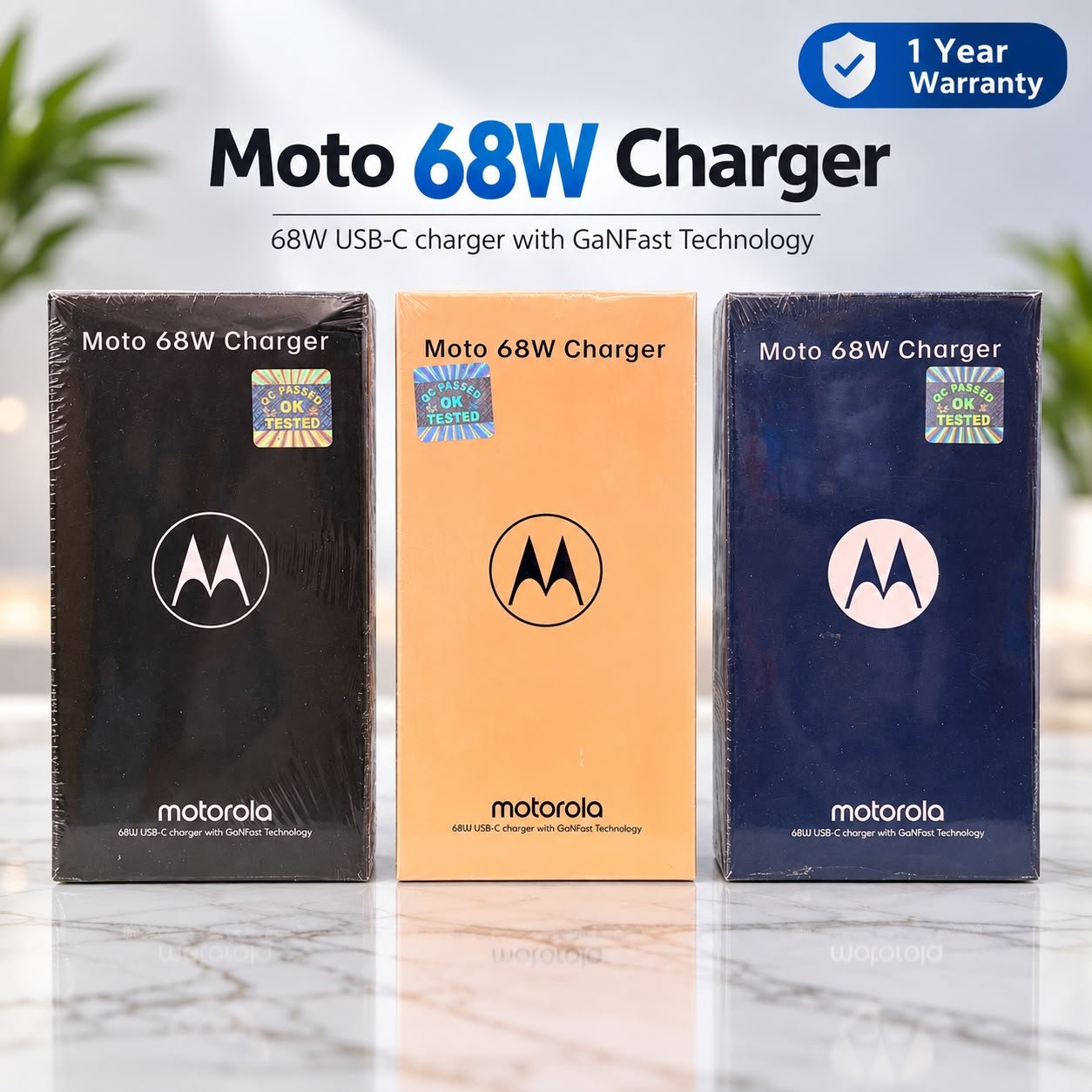 Moto 68W Mobile Charger 1 Year Warranty