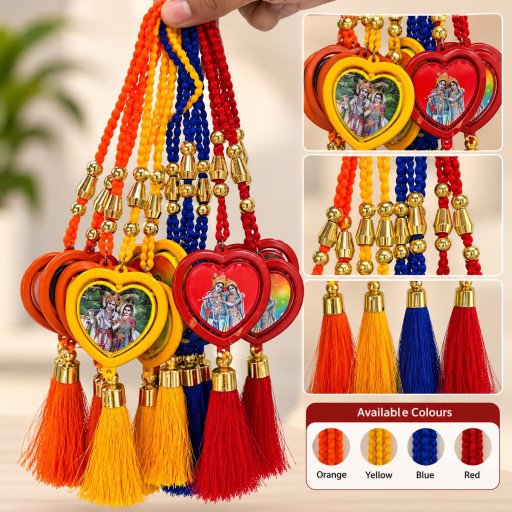 Heart Shape God Photo Hanging Tassel Keychain F1