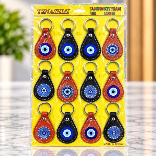 Evil Eye Leather Keychain F22