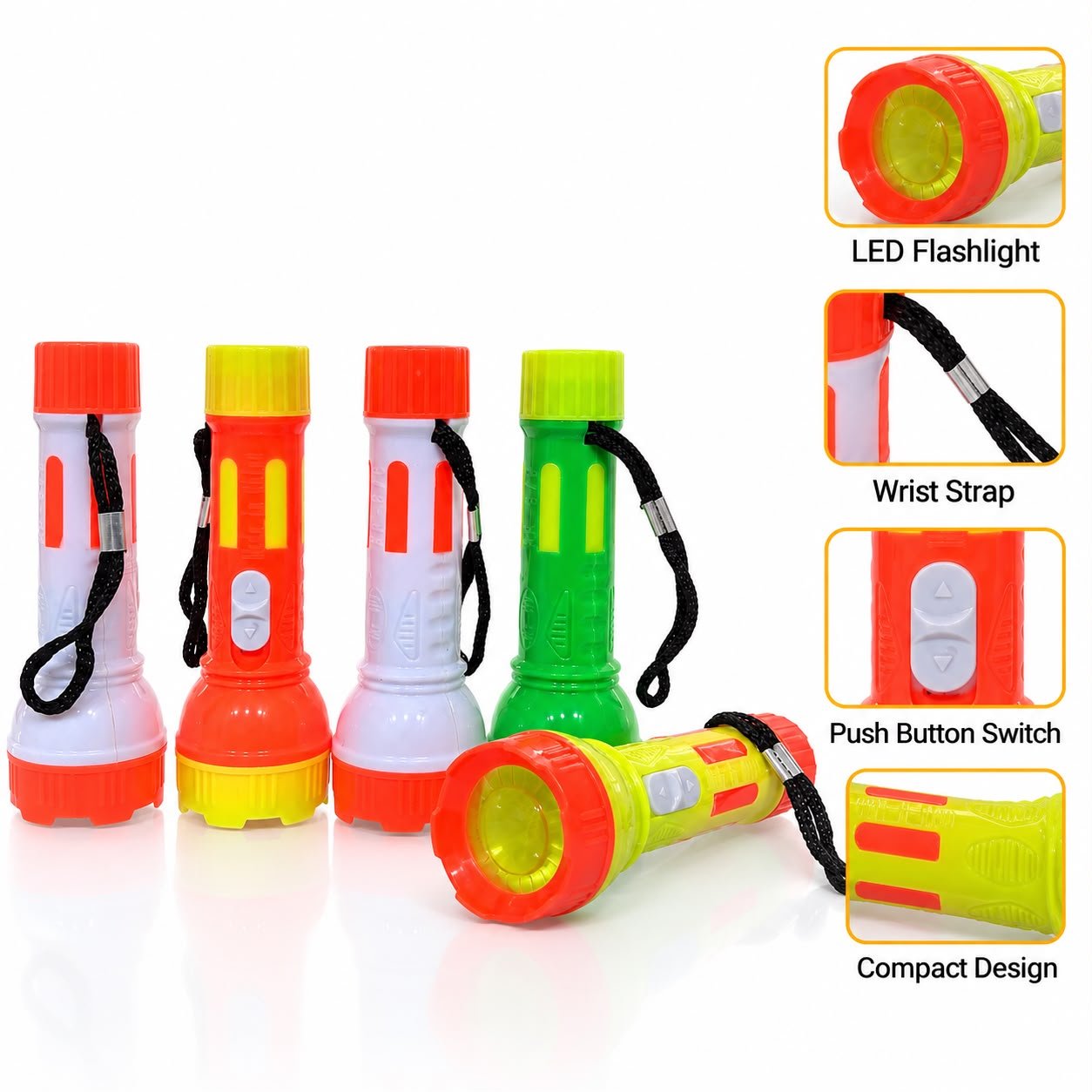 Heavy Head LED Torch Light Keychain | High Brightness Handheld Flashlight (Assorted Colors)