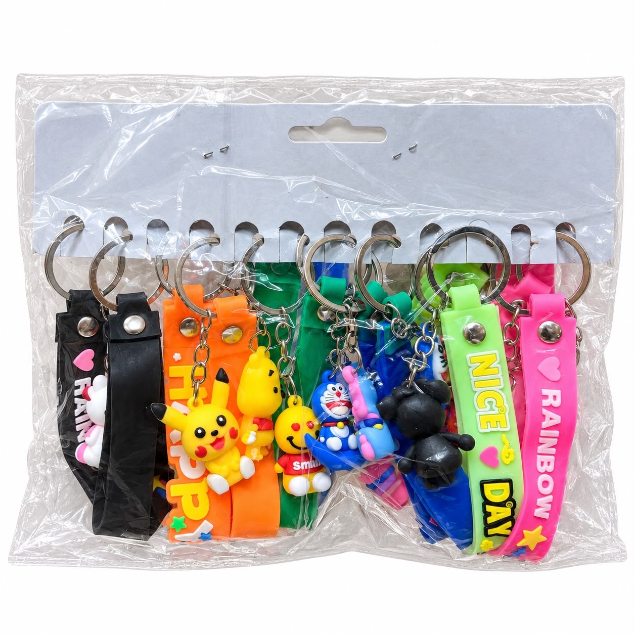 Silicone Strap Keychain with Cartoon Characters | Soft Rubber Keyring (Assorted Designs) A11