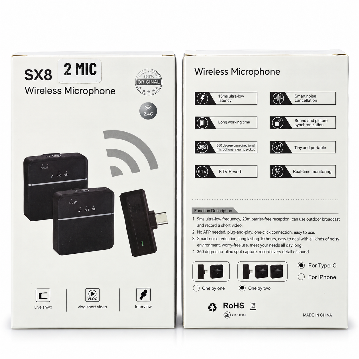 SX8 Dual Wireless Microphone (2 Mic System