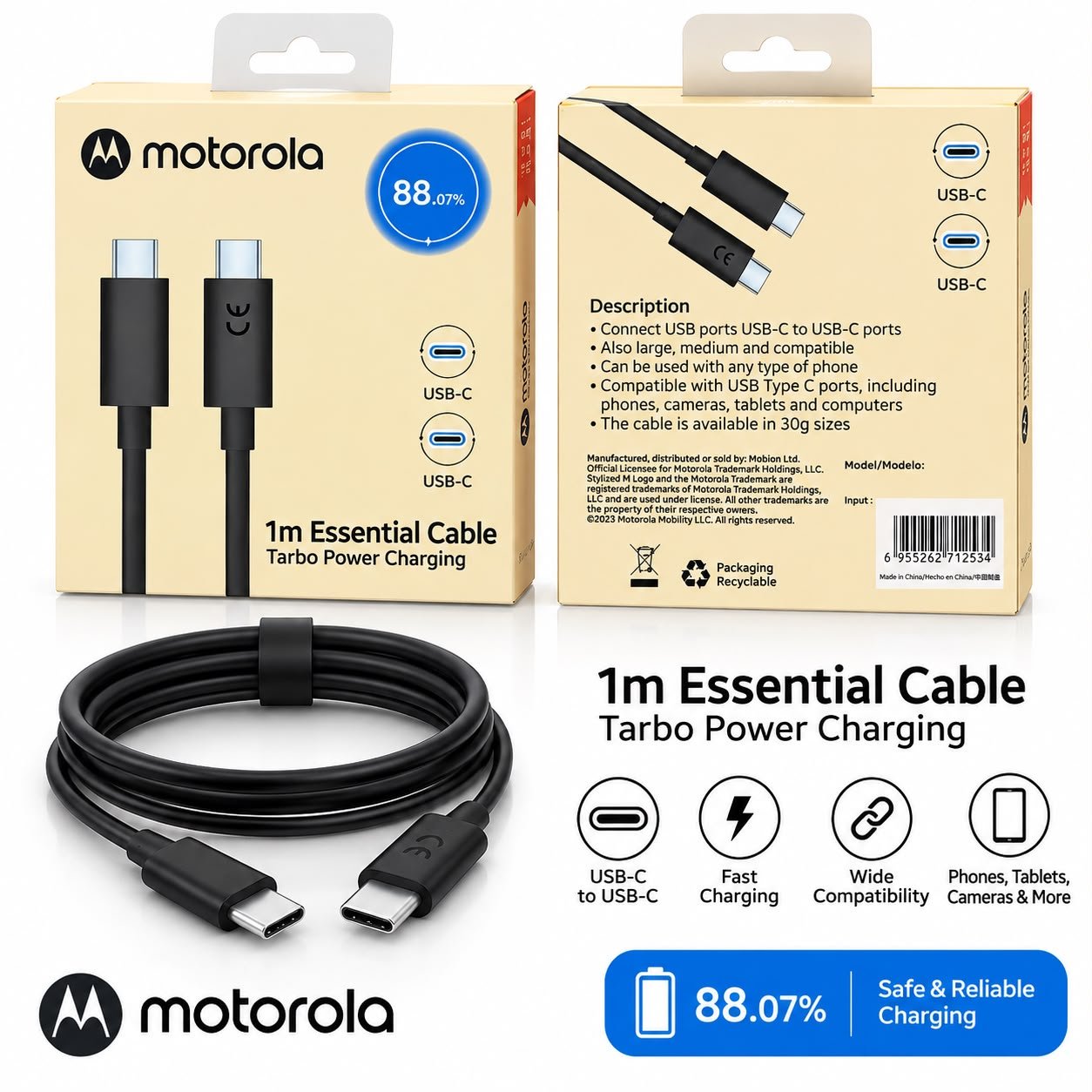 Motorola 120W C To C Cable Box Packing