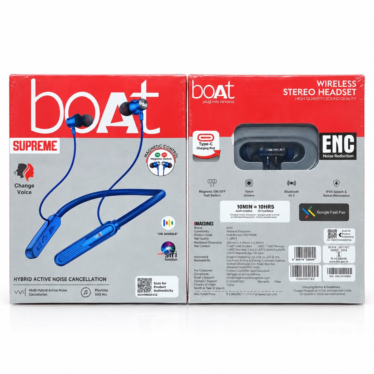 Boat Supereme Megnetic 500H Wireless Neckband