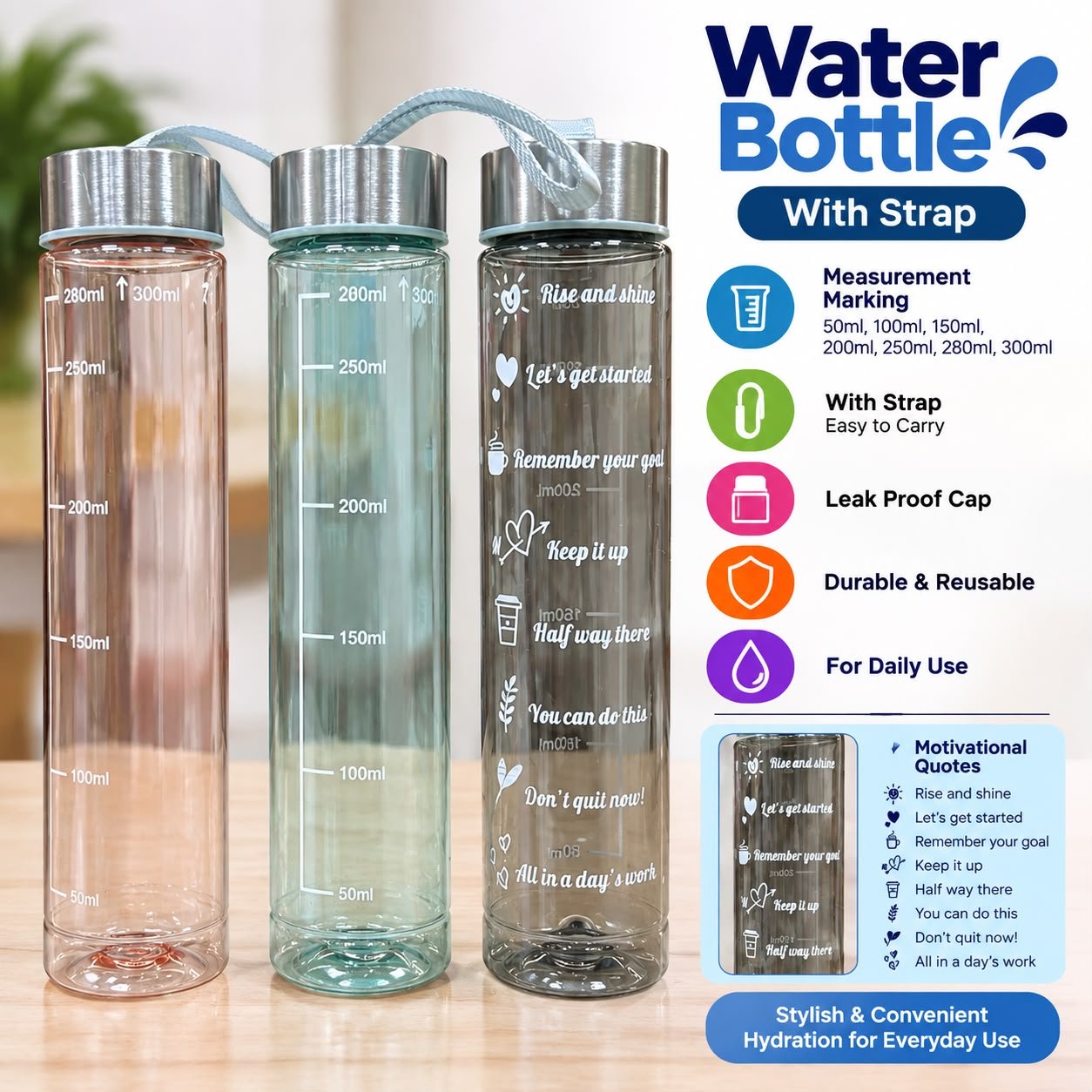 Water Bottle with Strap