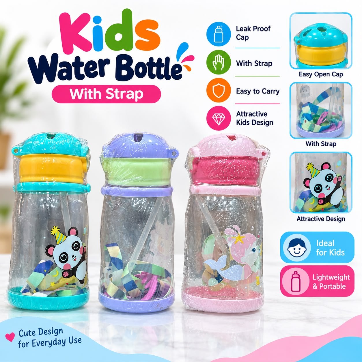 Kids Water Bottle with Strap